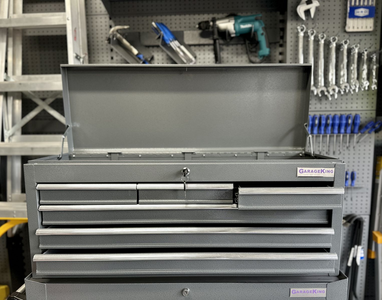 tool box in a garage storage system