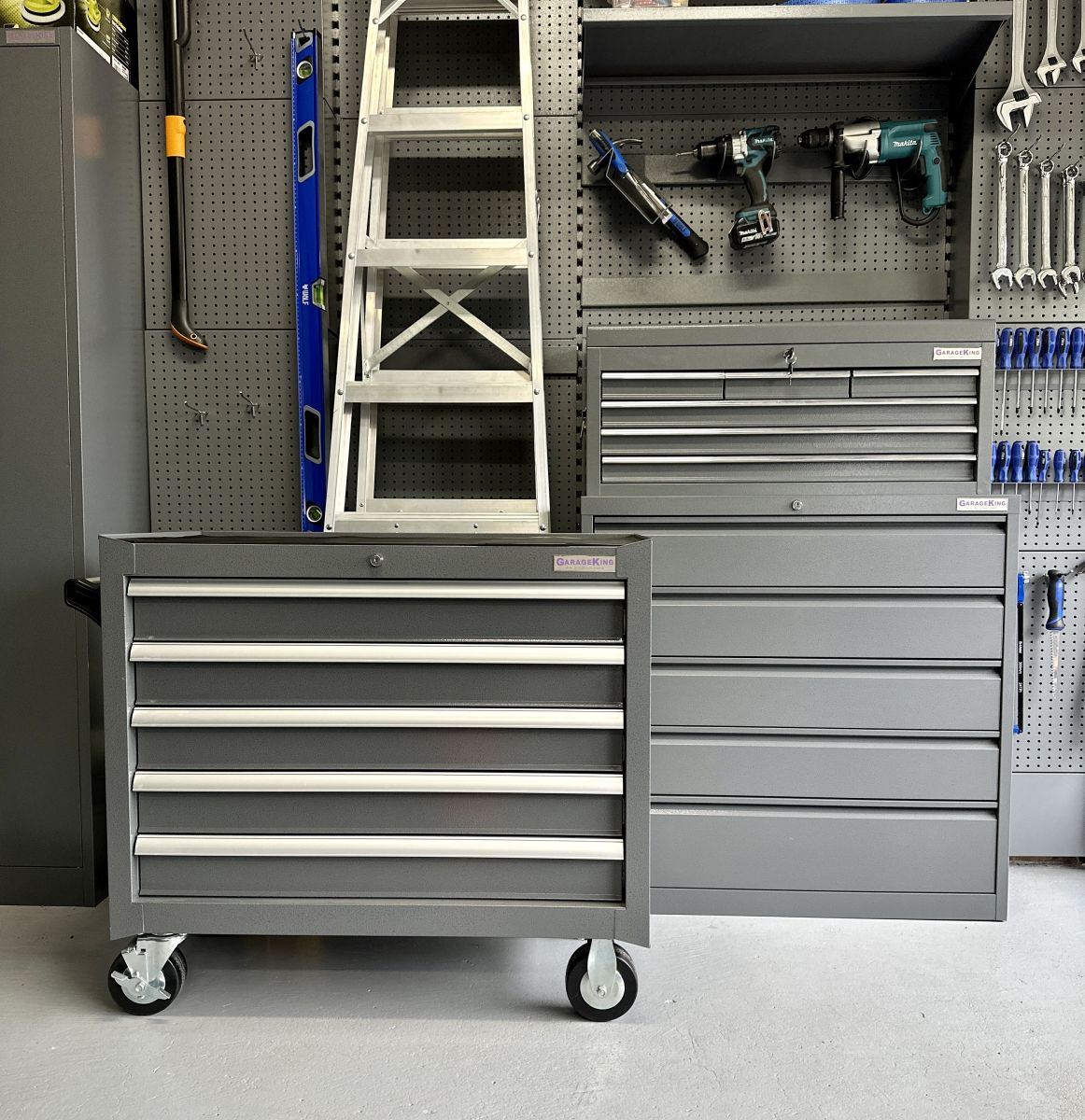 garage storage drawer units and tool box