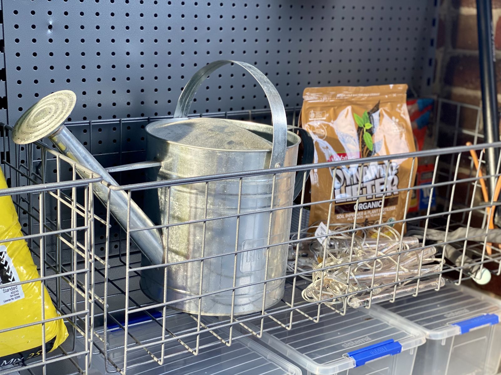 Garage storage baskets in a garage storage set up